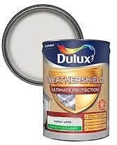 Dulux Weathershield ultimate protection Ashen white Matt Masonry paint, 5L