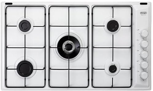 DELONGHI FLB59DD PIANO COTTURA A GAS BIANCO 90 CM 5 FUOCHI 1 DOPPIA CORONA