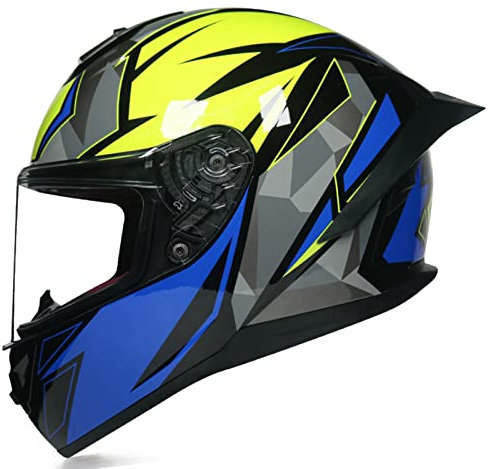 Vollgesichts-Motorradhelm, Leichter Straßenfahrradhelm Mit Klarem Visier Für Motorrad, Moped, ATV, Roller, Rennen, Erwachsene, Jugend, Männer, Frauen, DOT/ECE-Zertifizierung,Triumph yellow,XL
