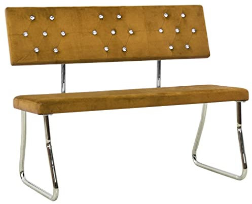 Makastle Sitzbank Esszimmerbank Bank Polsterbank mit Rückenlehne Samt Essbank für Küche Wohnzimmer Eingang Schlafzimmer, 110 cm Braun Samt