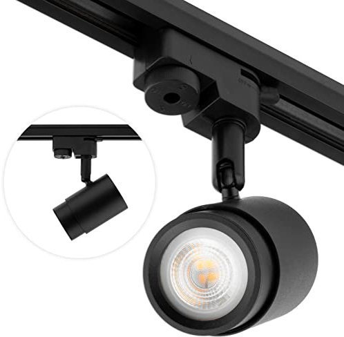 LUMILED 1-Phasen-Strahler Spotlampe Deckenleuchte Schienenstrahler Deckenspot | Schienensystem Spot Spotlight drehbar rund schwarz | GU10 Fassung 230V max. 30W | 350° 90° verstellbar Aluminium