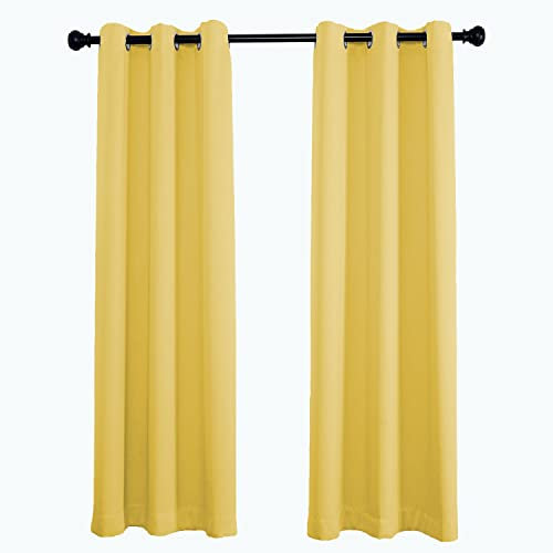Curtains - Heat-Insulating Curtain, Blackout Noise Reduction, Easy to Apply, for Living Room, Bedroom, Door - Mustard Yellow - 167 x 182 cm