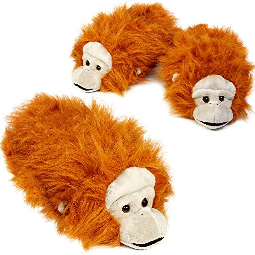 alles-meine.de GmbH Hausschuhe/Pantoffel - AFFE - Orang Utan - Größe Gr. 29-30 - 31-32 - 33-34 - 35__ schön warm__ Plüschhausschuh/Tier - Tiere - für Kinder & Erw..