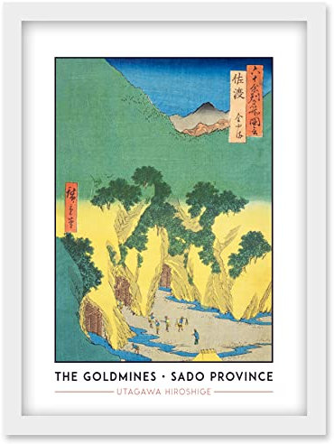 Wee Blue Coo The Goldmines Sado Province Utagawa Hiroshige Japanese Woodblock Classic Collection Artwork Framed Wall Art Print A4