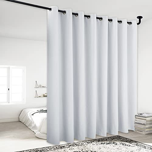 NICETOWN Room Divider Curtain Screen Partition, Vertical Blind for Sling Door, Blackout Window Curtain, Privacy Blind for Patio, Extra Wide Drape (Greyish White, Single Panel, 120 Wide x 95 Long)