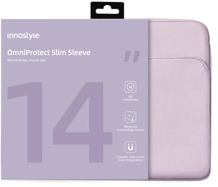 INNOSTYLE Laptop Hülle für 13.3-14 Zoll MacBook Pro/Air, HP, Dell, Lenovo, Asus Notebook, Schutzhülle Laptophülle mit Zubehö Tasche, Wasserdicht (Lila, 14 Zoll)