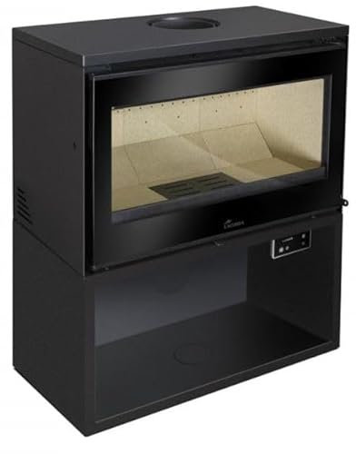 Estufa de Leña BRICOSOL Paris 700 - 10.5 Kw - Doble Combustión, Sistema de Cristal Limpio, Aire Forzado con Turbina Tangencial Silenciosa Desactivable