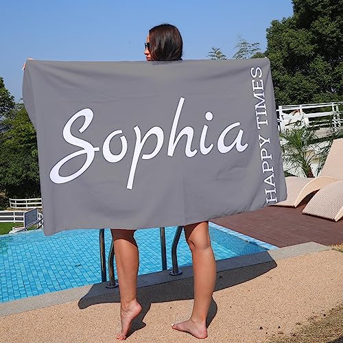 NIBESSER Badetuch mit Namen Groß Strandtuch 80x160cm Schnelltrocknend Duschtuch Personalisierte Strandtuch Saunatuch Badehandtuch