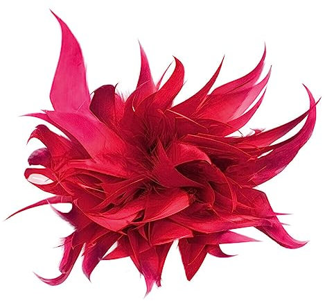 Damen Trachten-Brosche Hutfeder, MoreChioce Vintage-Stil Feder Blumen Hochzeitsbrosche Brosche Dekor Kopfschmuck Elegante Feder Brosche Hut Blume Haarschmuck Kopf für Party Dekoration,Rotwein