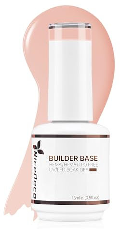 Nicedeco 8 in 1 Builder Base Strengthening Gel 15ml, UV/LED Clear Building Nail Gel in a Bottle for Hard Strong Nails Tips & Extensions, Gel Polish Nail Repair Nail Strengthen 001