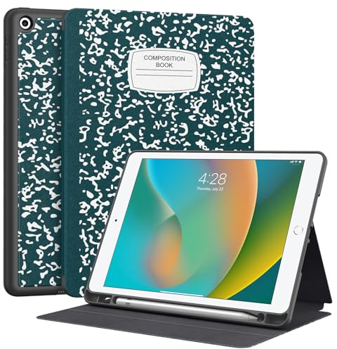 Supveco Schutzhülle für iPad 9. / 8. / 7. Generation 25,9 cm (10,2 Zoll) (Modell 2021/2020/2019) mit Stifthalter, Premium-Folio-Ständer mit automatischer Wake/Sleep-Funktion, weiche TPU-Rückseite für