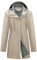 Outdoor Ventures Veste de pluie Softshell pour femme, manteau de pluie fonctionnel, coupe-vent, imperméable, respirante, veste d'extérieur avec capuche pour le printemps, l'automne, l'hiver, kaki