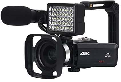 Videocamera Videocamera Full 4K Videocamere digitali professionali Streaming live Fotografia 18X Registratore Vlog Webcam Ultra HD Fotocamera digitale per vlogging ( Color : With Microphone , Size : 1