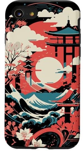 iPhone SE (2020) / 7 / 8 Japanese Temple and Trees Beautiful Landscape Artwork Case