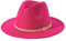Bywenzai Männer Frauen Filz Top Hüte Fedora Panama Hüte Zylinder Mit Flacher Krempe Damen Französischer Filzhut Warmer Jazzhut Herren M (56-58Cm) Rosa Roter Hut + Heller Khakifarbener Gürtel