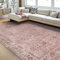 TALETA Vintage Teppich für Wohnzimmer, Waschbarer Blumenmuster-Carpet Boho, Weicher Kurzflor Area Rug für Schlafzimmer, Eisszimmer - Retro Rosa, Groß: 240 x 340 cm