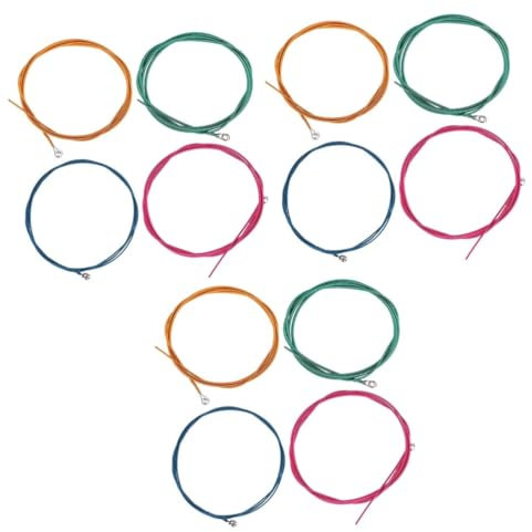 HEMOTON 12pcs Electric Bass Strings Set String Bass Guitar Easy Replacement Tone Smooth Feel for Musicians and Beginners