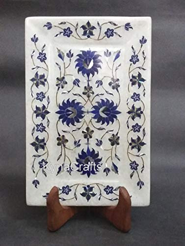 Piatto da 22,9 x 15,2 cm con pietra semi preziosa intarsiata per servire con aspetto elegante rettangolare forma rettangolare piatto snack in marmo bianco per decorazione della tavola dell'hotel