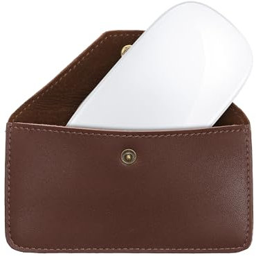 kwmobile Maus Schutzhülle kompatibel mit Apple Magic Mouse/ThinkPad Mouse/Pebble Mouse/Xiaomi Mouse Hülle - Leder Hülle für PC Mouse - Echtleder Cover für Computer Maus - Dunkelbraun