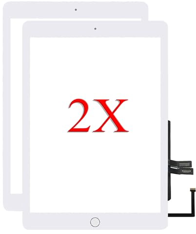 Ersatz-Bildschirm-Ersatz für iPad 6 6. Generation A1893 A1954, 2 Stück, 24,6 cm (9,7 Zoll), für iPad 6, 6. Generation, Touchscreen-Digitizer, Ersatz mit Home-Taste (weiß)