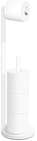Bathth Free Standing Toilet Paper Holder for 4 Rolls, White with Storage