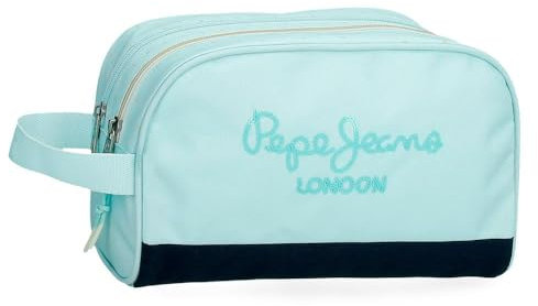 Pepe Jeans Dalma Kulturbeutel mit Zwei Fächern, anpassbar, Blau, 26 x 16 x 12 cm, Polyester, von Joumma Bags, blau, 26x16x12 cms, Kosmetiktasche mit Zwei Fächern, anpassbar