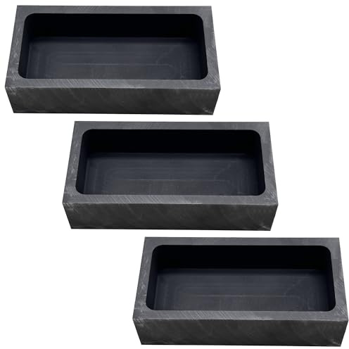 Attuslla 3 Pz Molde de Lingotes de Grafito, Juego de Crisol Para Fusión de Metales, Fundición y Refinado de Oro, Plata, Cobre, Latón y Aluminio