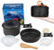aiGear Camping Cooking Set/Cooking Mess Kit | Outdoor Camping Essentials - Pans and Pots | Portable Lightweight Aluminum | for Backpacking Hiking Trekking Picnic (CC02BK)