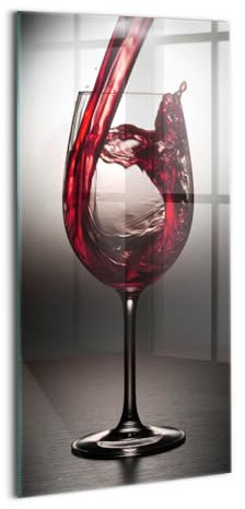 Wallfluent Glasbild Mit Motiv Gehärtetes Glas Bild Dicke 4mm 70x140cm Wanddekoration Für die Küche Badezimmer und Schlafzimmer Wandbild - Glas Wein