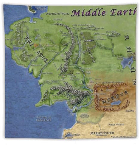 Herr der Ringe Poster Mittelerde Karte (23) Wandteppich, Schriftrolle, Wandteppich, Kunstgemälde, Bild, Schlafzimmerdekoration, Zuhause, 152,4 x 152,4 cm