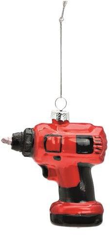 Christbaumschmuck BOHRMASCHINE aus Glas Weihnachts-Kugel witziger Weihnachts-Hänger Tannenbaum-Anhänger lustige Tannenbaum-Figur Weihnachtsschmuck Baumkugel Anhänger Weihnachts-Deko (Bohrmaschine rot)