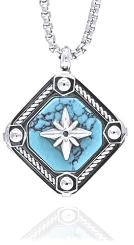 amorili Collana Uomo Rosa dei Venti in Acciaio Inossidabile | Pendente Bussola Nautica | Catena Regolabile Fino a 50 cm | Gioiello Regalo Elegante Stile Marina Militare (m)