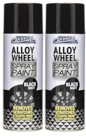 DIOXSTAR Alloy Wheel Spray Paint, Black Matt Finish, Fast Drying, Removes Scratches & Scuffs from Alloy Wheels, Easy to Use, Durable Wheel Paint, 400ml (2 PCS)