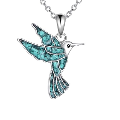 AINFQY Hummingbird Ketten Sterling Silber Abalone Shell Humming Bird Anhänger Halskette Kolibri Schmuck Geschenke für Damen Männer Kolibris Liebhaber