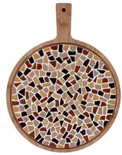 Little Creations mosaik Servierbrett Rund | DIY Bastelset Erwachsene | Gestalte deine eigene Servierplatte | 39 cm lang en 30 cm breit | Vielseitige Anwendungsmöglichkeiten (Sand/Beige)
