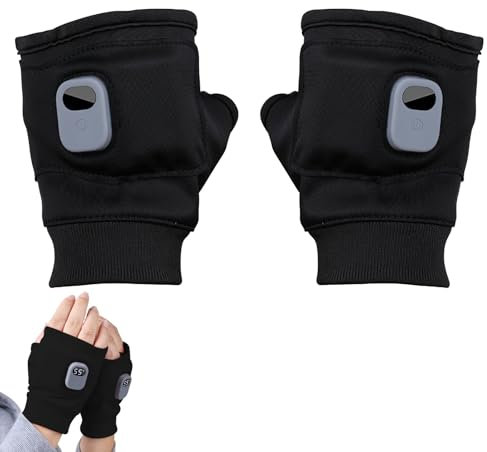 Eznaobo Guantes de trabajo con calefacción, guantes eléctricos para mujer, guantes de equitación con calefacción ajustable de 3 velocidades, guantes recargables sin dedos, guantes calefactados sin