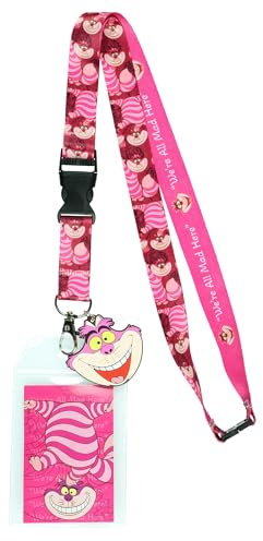 Disney Cordon porte-badge Alice au pays des merveilles avec breloque en caoutchouc de 5,1 cm