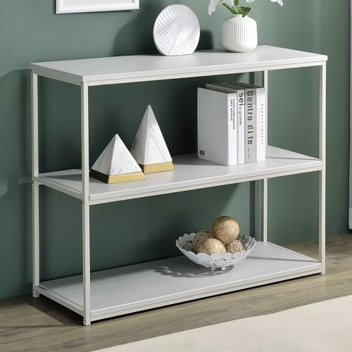 IDIMEX Regal Sendai aus Metall in beige mit 3 Ablageflächen aus MDF. Standregal langlebig & pflegeleicht [Max. Belastbarkeit: 90 kg]