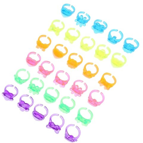 UPKOCH 100stücke Spielzeug Ringe Aus Plastik Cartoon Design Verstellbare Finger Ringe Für Mädchen Party Favor Rollenspiele Cosplay Geburtstagsgeschenke