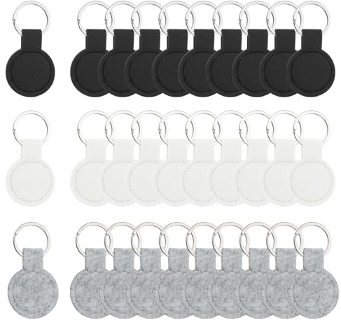 QUARKZMAN Runden Filz Schlüsselanhänger, mit Edelstahl Ring, Schlüsselanhänger Rohlinge Bunt Beschriftbare Filzanhänger für DIY-Dekoration Taschen