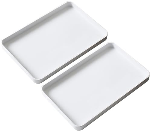 2er Pack Große Abtropfschale, Auffangwanne Flach, Wiederverwendbare Kunststoffschalen, Besteck- Und Wasserschale(White,30x19cm/12x7in)