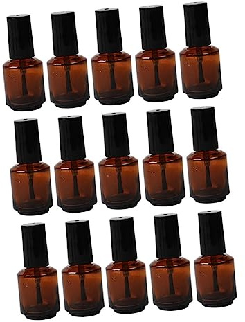 Gogogmee 15 Pièces Lot de Flacons Vides Verre Teinté pour Vernis à Ongles avec Pinceau Rechargeables et Adaptés Au DIY pour Mélanger et Recharger Propre Vernis