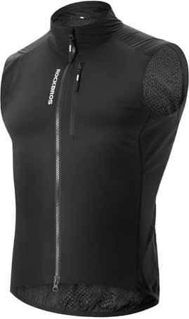 ROCKBROS Fahrradweste Herren Warm Winddicht Atmungsaktive Fahrrad Weste Mit Thermofleece Futter Reflektierend Taschen Faltbar Für Radfahren MTB Laufen Joggen Outdoor Schwarz