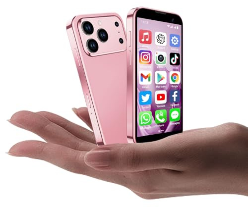 Mini Phone,Mini Smartphone for Kids with Google Play,Android,GPS,Wifi-Pink | 3.0 HD Touch Screen,2+16GB,World's Smallest Mobile Phones with App Download,Small,Tiny,Face lD,Birthday Gifts for Boys Girls