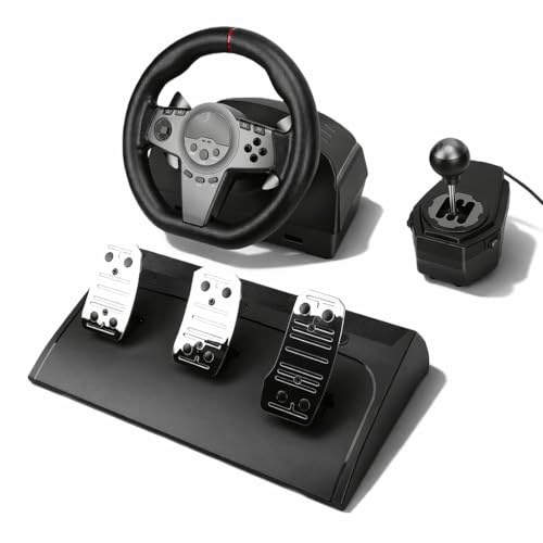 Sxhlseller Gaming Rennrad Set |Um 270° Drehbares Lenkrad mit Pedalen und Schalthebel fürSwitch PC Rennspiele