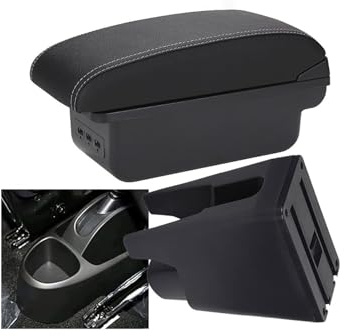 Konsole Mittelkonsole Center Console Organizer Armlehnen Aufbewahrungsbox Für C1 Für Peugeot 107 Für Toyota Für Aygo BJ(06-b3 Black White 3usb)