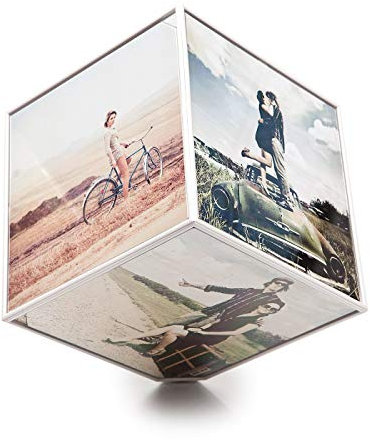 balvi - Kube Drehbarer Bilderrahmen für 6 15x15cm Fotos. Wird mit Einer AA-Batterie betrieben (Nicht