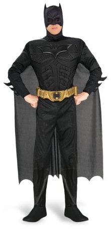 Elbenwald Batman - The Dark Knight Rises Deluxe Kostüm mit Muskeln, Overall, Umhang, Maske, Gürtel - L