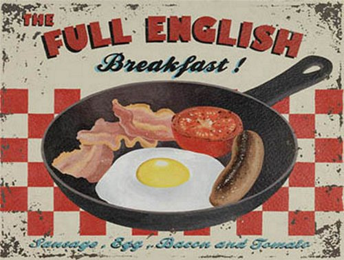 Metallschild zum Aufhängen an der Wand mit der Aufschrift „Full English Breakfast“, Stil: Vintage, Retro