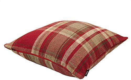 McAlister Textiles Heritage | Sofakissen mit Füllung in Rot | 60 x 60 cm | gewobenes Tartan-Muster kariert | Deko gefülltes Kissen Sofa, Bett, Couch pflegeleichtes Wolle-Gefühl